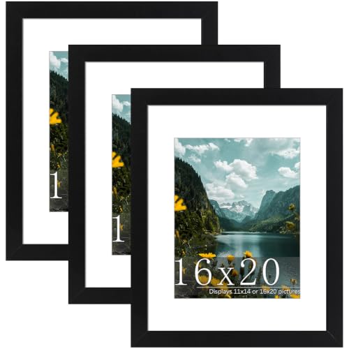 Image of Picrit 16x20 Black Picture Frame, Poster Frame for Wall, 3 Pack