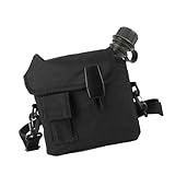 Outdoor Water Bottle Kit, 1.5l Large Capacity Outdoor Water Bottle, Portable Flat Camping Water Bottle with Waist Bag, for Outdoor Sports Hiking (Black)