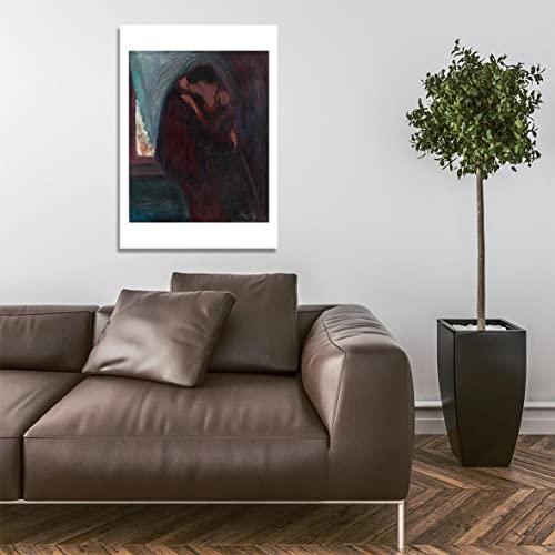 Affiche Le Baiser de Munch grand format encadré finition satinée