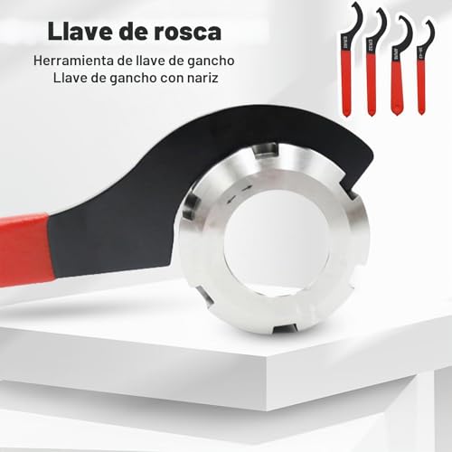 Miniatura 4 de Finkow Llave De Rosca De 4 Piezas, Llave De Gancho, Herramienta De Llave De Gancho, Llave De Suspensión Roscada, Llave De Gancho Con Nariz, Herramienta De Desmontaje De Reparaciones