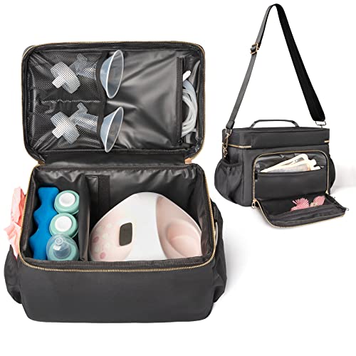 Bag Pump Storage Bag Compatible with with Spectra S1 S2 Gold, Breast Pump Carrying Case,EliteMom Breast Pump Tote Bag with cooler & Strap