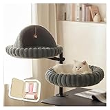 ZaiZaiSMao Doppel Katzen Schreibtisch Bett, 360° Drehung Höhenverstellbar Katzenbett für 2 Katzen Katzenkissen Waschbar mit 2 Abnehmbar Bezügen für Balkon Schlafzimmer Büro,Gray