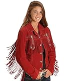 Scully Women's Fringed Suede Leather Jacket Red Medium