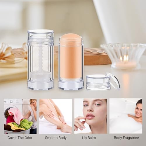 meleg otthon Empty Deodorant Containers, Twist Up Refillable Deodrant Containers Leak Proof Clear Deodorant Bottles Round Lip Balm Tubes for DIY Lipstick Crayon 30Pcs 30ml (Clear, 30ML)4