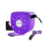 YUNIGO UNITY 100ft, Wall-Mounted Retractable Hose Reel, Slow Rewind, Complete System with Spray Nozzle, 180° Pivoting Mount, Fully Preassembled Compact System for Home & Garden Watering