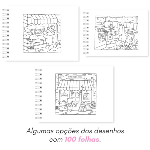 Livro de Colorir Bobbie Goods Pink 100 Folhas 180 Gramatura Coloring Book Adult