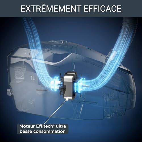 Rowenta Aspirateur avec sac, Moteur basse consommation, Haute filtration, Ultrasilencieux, Eco responsable, Nombreux accessoires, Fabriqué en France, Green Force Effitech, Noir/liège RO6189EA