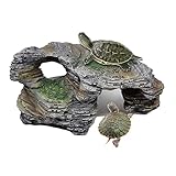 WishLotus Turtle Platform, Sturdy Resin Tortoise Climbing Platform Simulation Shelter Platform Turtle Basking Platform Aquarium Decorations for Turtles and Reptiles to Climb, Rest and Hide (A)