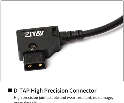 ZITAY D-Tap to DC 12V Power Cable Angle DTap DC 2.5x5.5mm for Atomos Ninja Shogun Blackmagic Video Assist Monitor Hollyland Mars 400s Lectrosonics Receiver