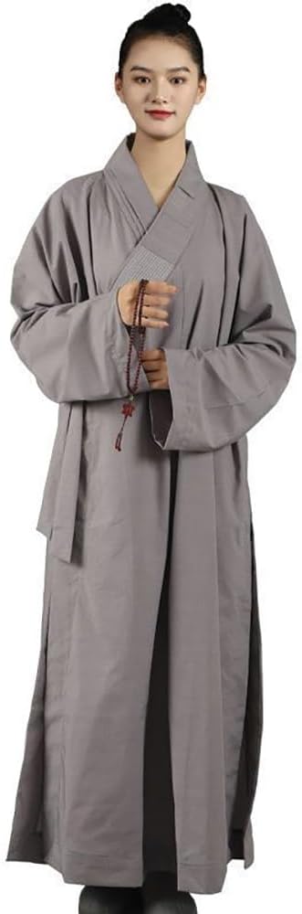 Unisex Traditional Buddhist Monk Robe Spring Autumn Comfortable Breathable Meditation Clothing Ideal for Zen Practice and Spiritual Ceremonies(Gray,M)