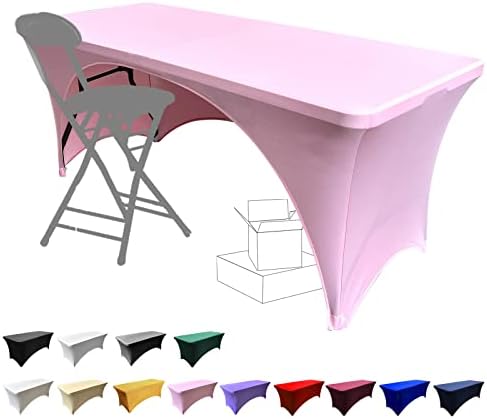 Dololoo Stretchable Tablecloths 4ft for Rectangle Tables with Open Back, Fitted Spandex Rectangular Patio Table Covers, Wedding, Party, Kitchen, Beauty Event Decoration (Black, 1 Pack-4ft)