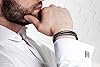 SERASAR Men's Leather Bracelet Magnetic Clasp Stainless Steel | Shining Genuine Cowhide Leather | Braided Style Bracelets | Jewellery Gift Box Included | Fashion Accessories For Men, 23cm, Stainless #4