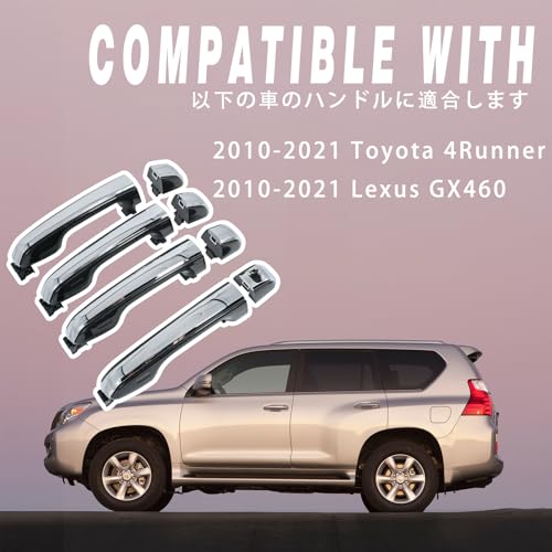 RYSPLORE 4PCS Exterior Chrome Door Handles for 2010-2021 Toyota 4Runner Door Handle Lexus GX460 (Not for Keyless Entry) OE#69250-60070,69210-60170,69250-60050,69250-60060 by RYSPLORE - Used condition - Image 4
