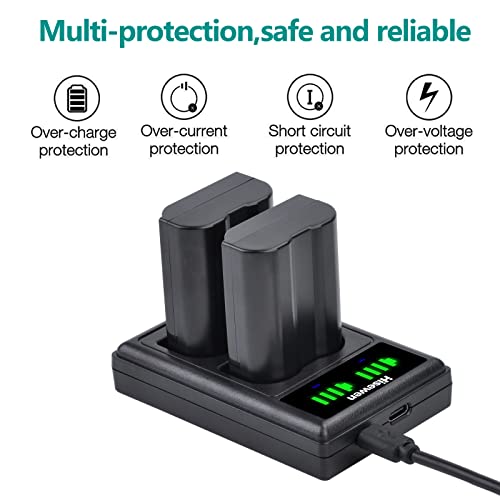 Hisewen EN-EL15C Battery 2Pack and Dual USB Charger for Nikon D850, D750, D810, D7500, Z6, Z7, D7200, D7100, D7000, 1 V1, D500, D600, D610, D800, D800E, D810A Cameras by Hisewen - Image 6