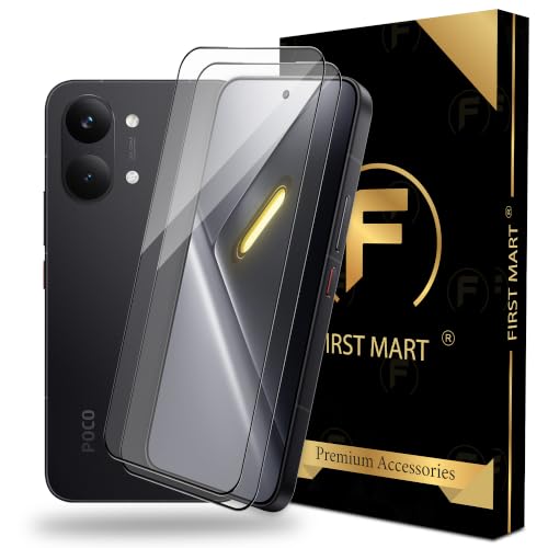 Image of FIRST MART Tempered Glass Screen Protector for Poco X8 Pro Max /Poco F7 - Full-Glue Screen Guard, 3D Edge to Edge, HD Clear, Bubble-Free, Case-Friendly, Black, Pack of 2