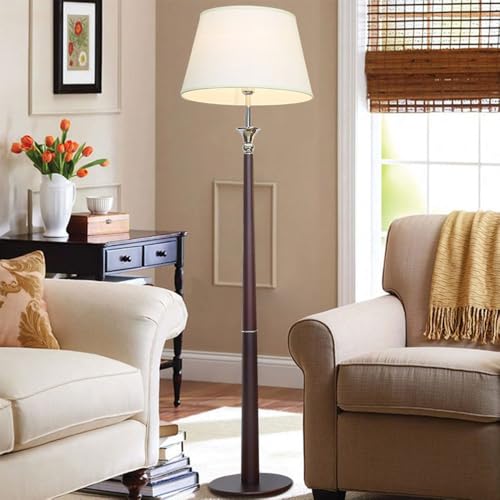 Lampe verticale décorative d'intérieur en bois noble et tissu raffiné