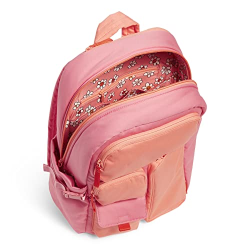 Vera Bradley Women's Cotton Utility Large Backpack, Pink Daisy Colorblock, One Size #TOP2