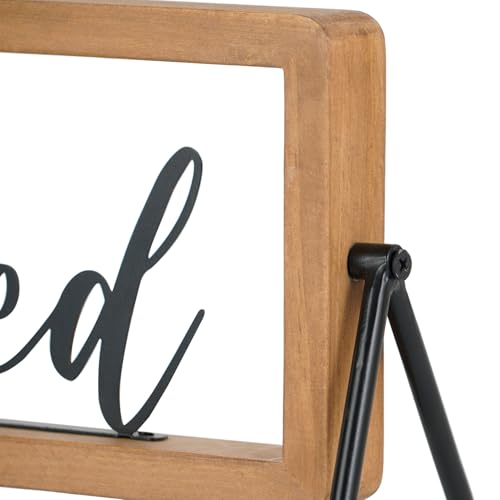 NIKKY HOME Wooden Blessed Sign, Rustic Table Blessed Signs Freestanding Word Sign Thanksgiving Signs Decor, Christmas Signs for Living Room Entryway Indoor Decor
