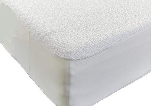 Haani White Terry Towel Towelling 100% Waterproof Fitted Sheet Mattress Protector (Double)