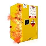 POWKOL Flammable Storage Cabinet 38“H × 28”D × 24“W, Galvanized Steel Flammable Safety Cabinet, Fire Proof Cabinets Yellow for Industrial Instruments Protection Supplies Cabinet (Thick Style)