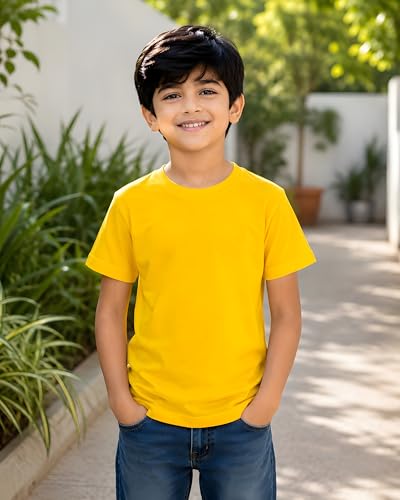 Image of Amazon Brand - Anarva Kids Plain T Shirt for Boys | 100% Cotton Soft Feel Round Neck Half Sleeve Solid Tee | Casual 0-14 Years