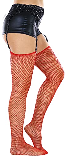 Image of ToBeInStyle Women's Seductive Punk Rock Basic Unfinished Rawedge Fishnet Thigh Highs