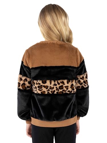 Speechless Girls Long Sleeve Faux Fur Crewneck Color Block Top2