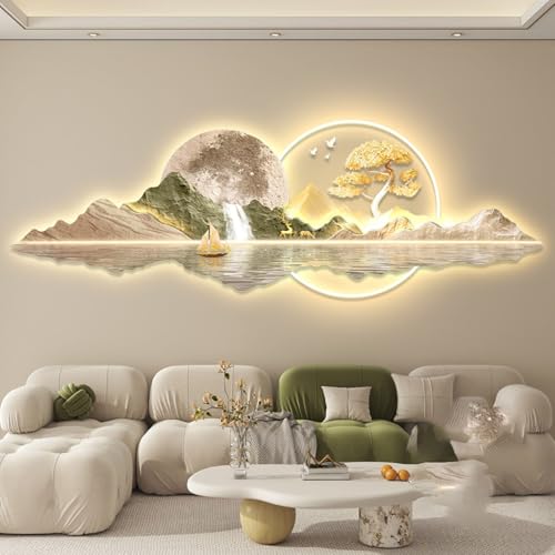 Simple and modern LED illuminated decorative painting for living room,sofa background wall,and art,Wall with warm lights,suitable for,bedroom and office(B,150 * 50cm/59.1 * 19.7in)