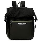 Mochila de 33 cm x 44 cm x 15 cm fabricada en poliéster con detalles en piel sintética