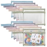 Eulihent Lot de 10 Sac Rangement Jouet à Double Couche avec Fermeture Éclair et Poignées,P...