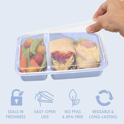 Image of Bentgo Prep 2-Compartment Meal Prep Containers with Lids, 20 Piece Set