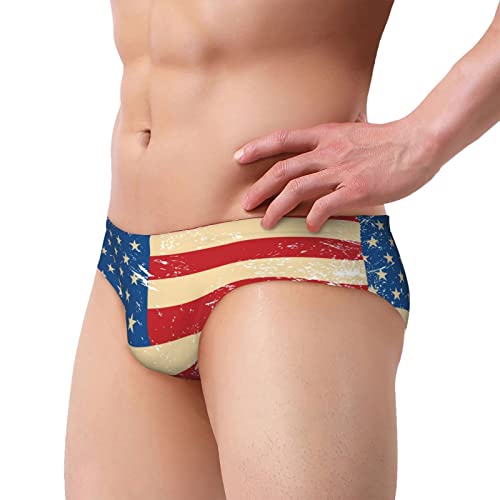 Men's Cheeky Brief Bikini Swimsuit (Vintage Retro American Flag) #TOP1