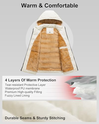 Chrisuno Men's Winter Vest Lightweight Warm Sleeveless Jacket Fleece Lined Quilted Puffer Vests with Removable Hood, White, L