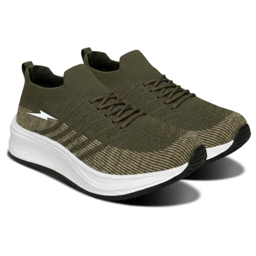 Image of BRUTON Men's Beige & Black Casual Sneaker | Lightweight Cushioned Lace-Up Shoes | Breathable Fashion Footwear for Walking, Travel, College