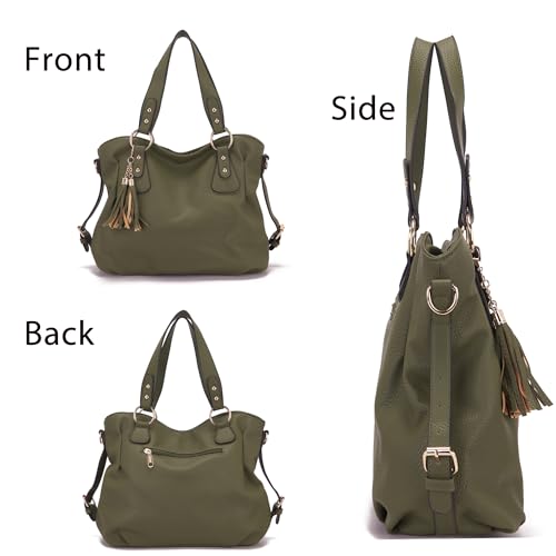 Image of Qiyuer Slouchy Handbag for Women Shoulder Bag Hobo Purse Wallet Set 3pcs