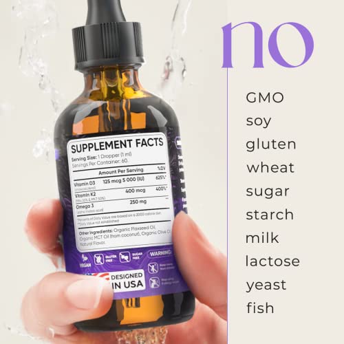 Moonrin Vitamin D3 And K2 Liquid Drops – Support Stronger Bones, Healthy Heart, Immune System – 5000 Iu D3 And 400Mcg K2 – Omega 3 Oil – All-Natural, Non-Gmo, Vegan – Strawberry Flavor #TOP6