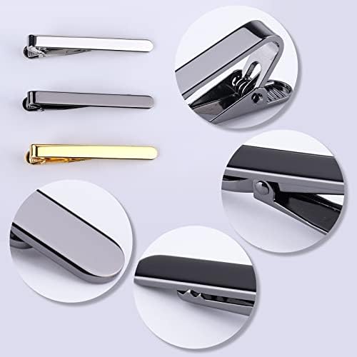 SAVITA 3pcs Tie Clips, Tie Pin Set Gold Silver Black Tie Pin Set for Men Classic Tie Clips for Men Daily Life Wedding Anniversary Business Father's Day Gifts