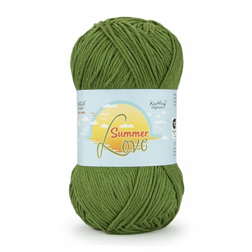 Image of Ganga Acrowools Summer Love - Sport Weight - Cotton Yarn -Oekotex Class L Certified - Pack of 1-50 GMS Per Ball (Green Leaf)