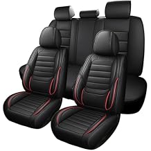 Leather Car Seat Covers for Toyota Corolla 2000-2024, Full Set Luxury Waterproof Breathable Airbag Compatible Car 5 Seat Cover Protector, Soft Interior Seat Cover for Car Black+Red