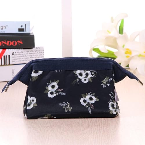 Image of Nylon Cosmetic Toiletry Pouch Waterproof Makeup Vanity Shaving Household Grooming Travel Storage Organizer Bags Pouch Kit Pack for Unisex Travel Compact Utility Design Go Black