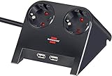 Enchufes Brennenstuhl 1153500222 Regleta de Sobremesa, 230 V, Negro Brillante