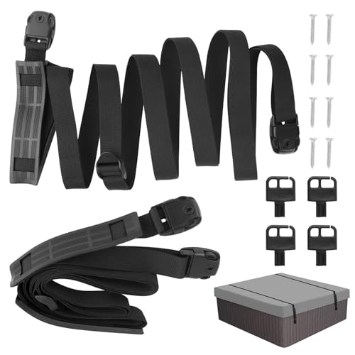 2Pcs Hot Tub Cover Straps, 12 Ft, Adjustable Length 81"-146"