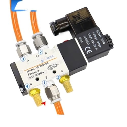 Vanne solénoïde directionnelle 4V210-08 commutation rapide DC 24V air comprimé - 3