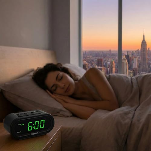 image for Sharp AccuSet Automatic Smart Alarm Clock – Self-Setting Digital Clo