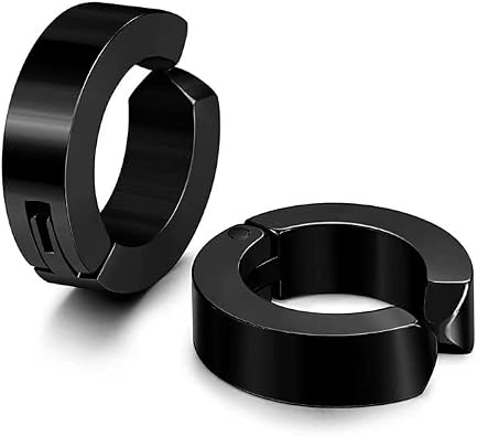 2pc Stainless Steel Mens Mens Clip On Earrings Hoop Huggie Non-Piercing Hypoallergenic Non-Piercing