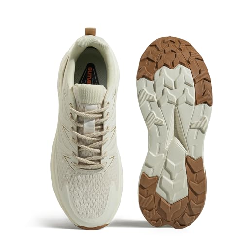 OUTVENTURE Men's Versatile Off-Road Running Shoe for Rugged Lightweight Breathable Walking Outdoors Trail Running Sneakers,Beige Mesh,11 M US by OUTVENTURE - Used condition - US$39.81