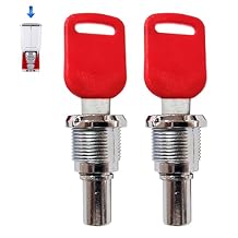 Gumball Machine Lock and Key for Capsule Machines GV25 & GV18 - Top Lid Lock & Key Set for Deer Candy, Prize & Gumball Vending Machine - Flat Key Lock Replacement 1/4 Thread 2pc - Key # 1