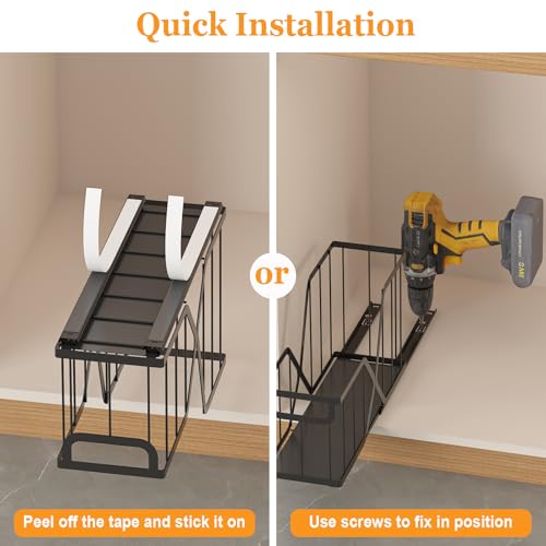 KOSIWU 2 Pack Pull Out Cabinet Organizer for Cutting Board, Baking Sheet, Cookie Sheet, Sliding Rack for Bakeware & Trays, for Narrow Cabinet Space - Image 3