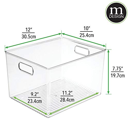 image for mDesign Plastic Storage Container Bin with Carrying Handles for Home O