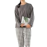 [Teddy] パジャマ レディース 長袖 上下セット ルームウェア ゆったり 薄手 ウエストゴム 春秋 roomwear139 (XL, チャコール)